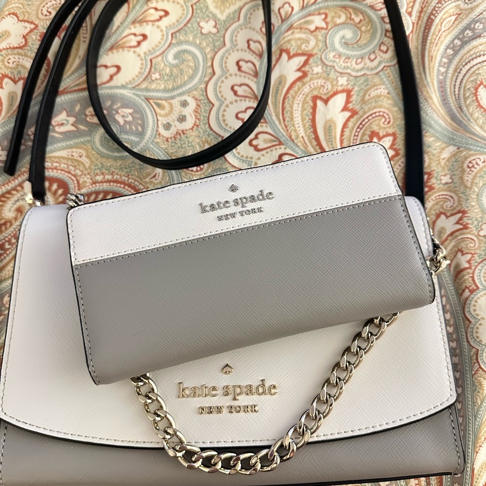 Kate Spade White and Gray Shoulder Bag Set